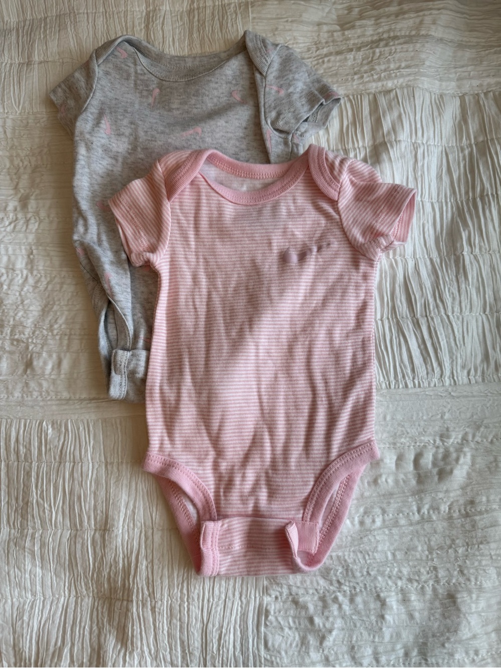 Nike Pink & Heather Gray Short-Sleeve Baby One-Piece Bodysuits